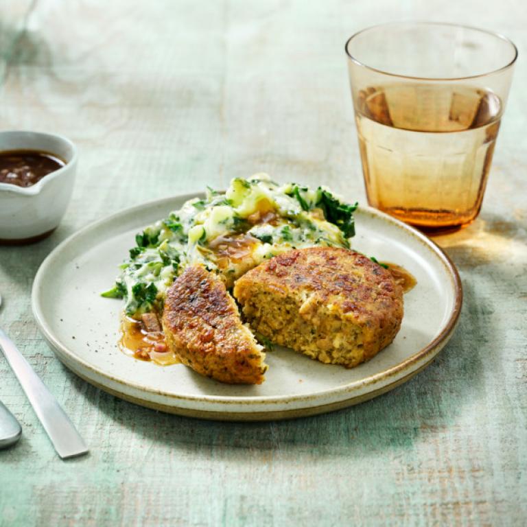 Špenátový razítek s veganským Frikadelle Špenátový razítek s veganským Frikadelle