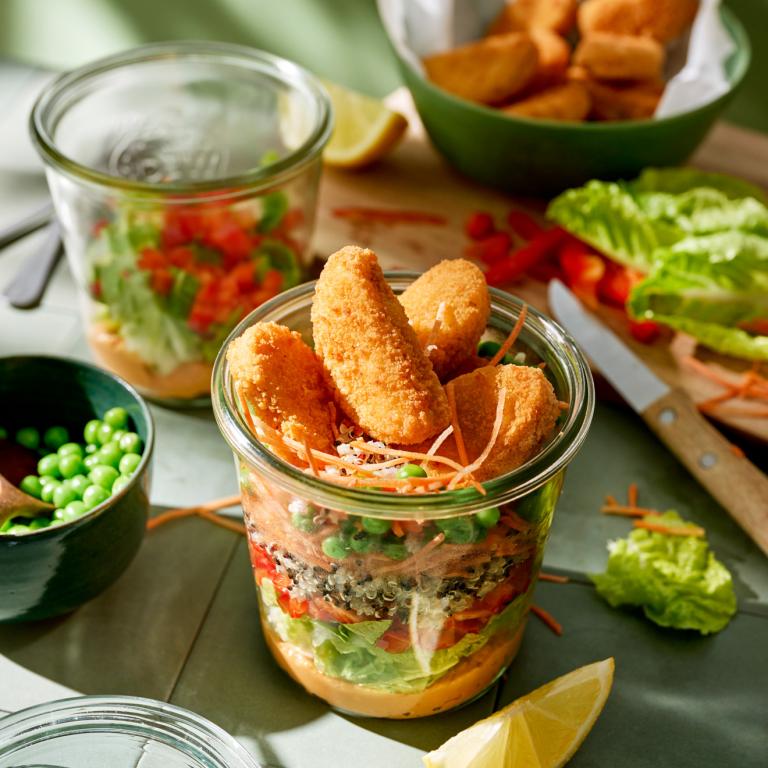 Veganská sklenice na nugety z quinoy Veganská sklenice na nugety z quinoy